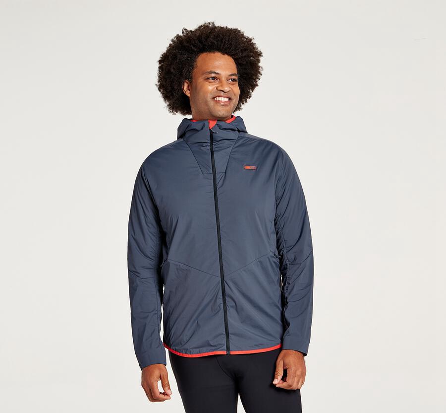Hoka One One Mens Jackets - Hybrid Run - Blue - VDIN03187